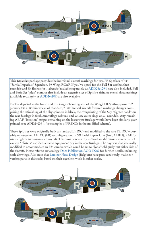 Aviaeology ADD24009-2 1:24 Supermarine Spitfire FR Mk.IXCs MJ518 RCAF