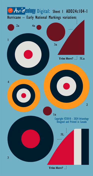 Aviaeology ADD24C104-1 1:24 Hawker Hurricane National Markings-early variation 1