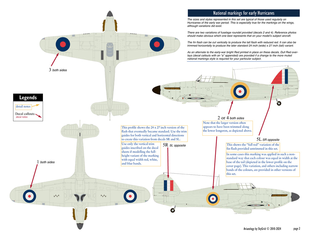 Aviaeology ADD24C104-1 1:24 Hawker Hurricane National Markings-early variation 1