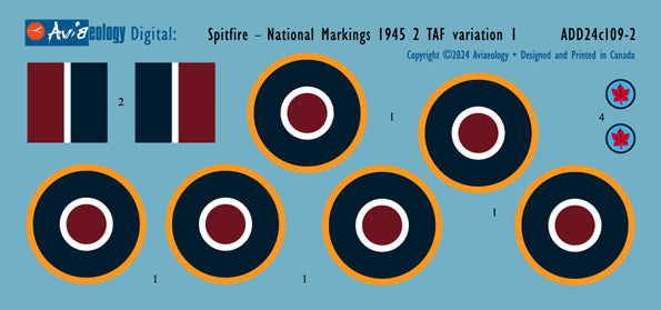 Aviaeology ADD24C109-1 1:24 Supermarine Spitfire National Markings-Standard