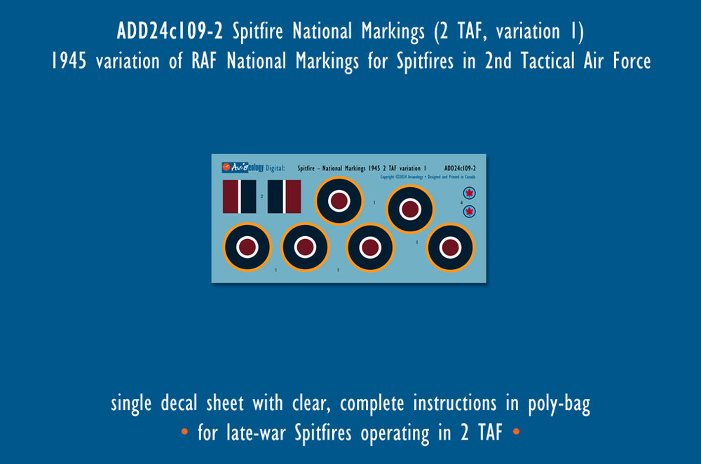 Aviaeology ADD24C109-1 1:24 Supermarine Spitfire National Markings-Standard