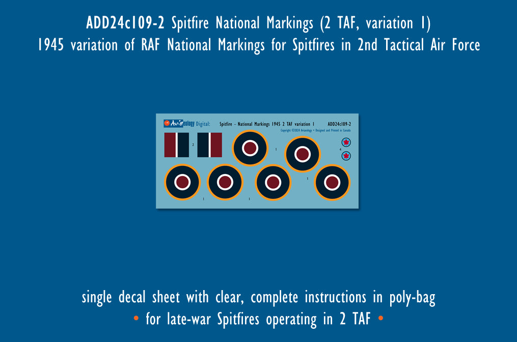 Aviaeology ADD24C109-1 1:24 Supermarine Spitfire National Markings-Standard