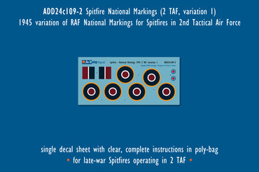 Aviaeology ADD24C109-1 1:24 Supermarine Spitfire National Markings-Standard