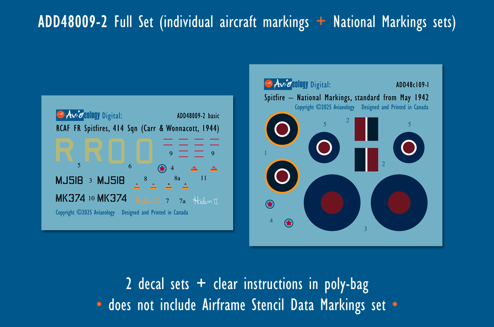 Aviaeology ADD48009-2 1:48 Supermarine Spitfire FR.IXCs 414 Sqn RCAF