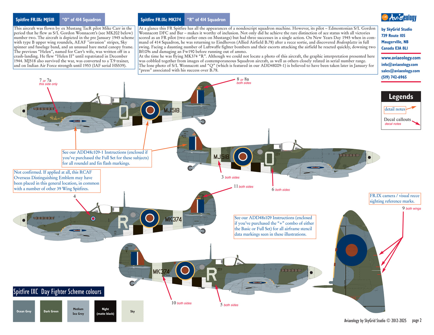 Aviaeology ADD48009-2 1:48 Supermarine Spitfire FR.IXCs 414 Sqn RCAF