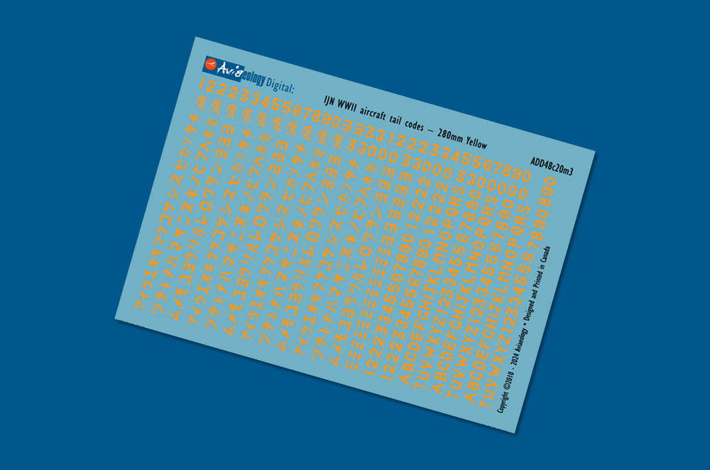Aviaeology ADD48C020M3 1:48 IJN WWII Aircraft Tail Codes 280mm Yellow