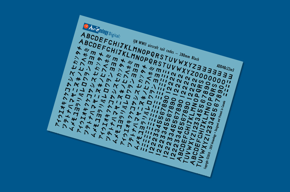Aviaeology ADD48C022M3 1:48 IJN WWII Aircraft Tail Codes 280mm Black