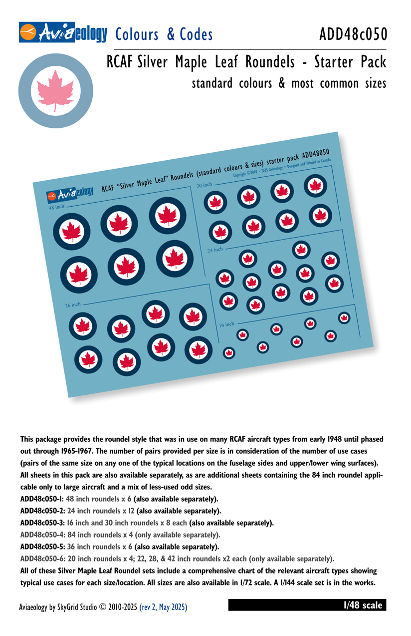 Aviaeology ADD48C050 1:48 RCAF "Silver Maple Leaf" Roundels