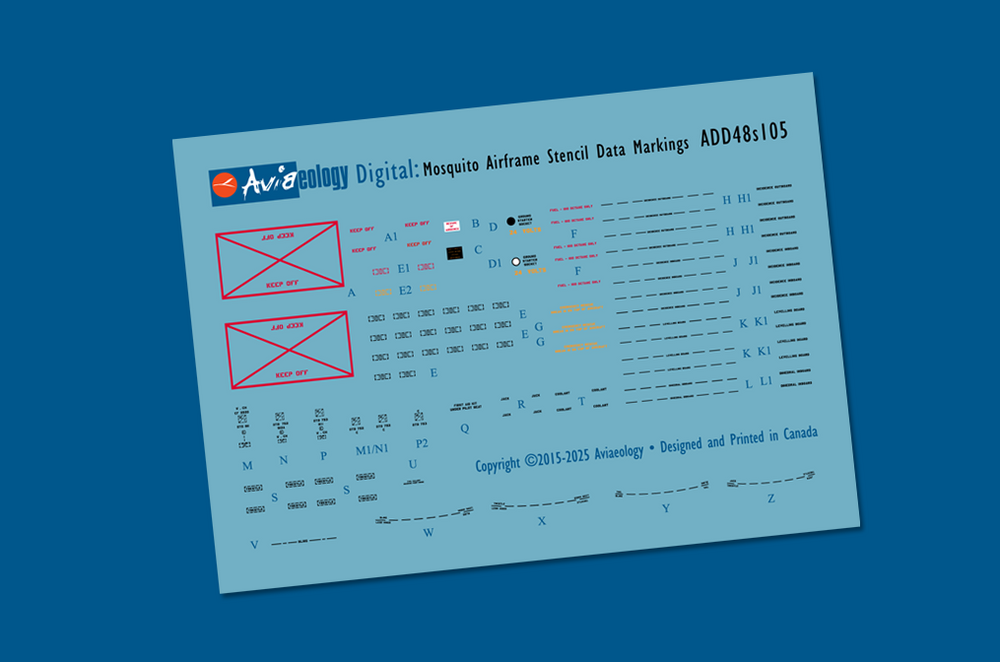 Aviaeology ADD48S105 1:48 de Havilland Mosquito airframe stencil/data marking
