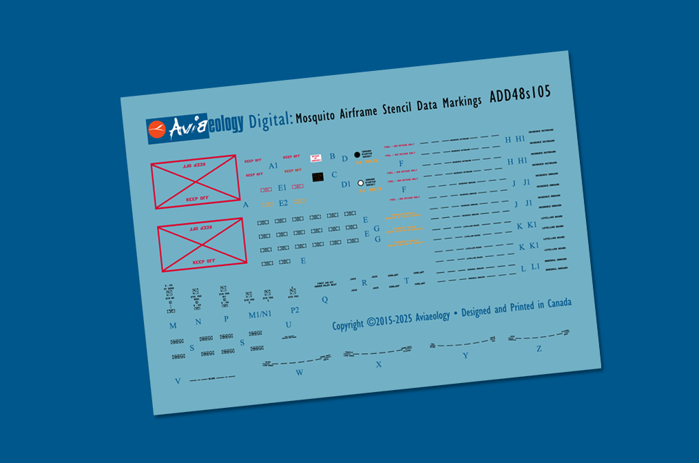 Aviaeology ADD48S105 1:48 de Havilland Mosquito airframe stencil/data marking