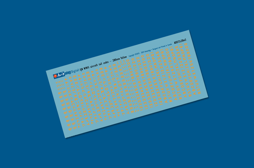 Aviaeology ADD72C020M3 1:72 IJN WWII Aircraft Tail Codes 280mm Yellow
