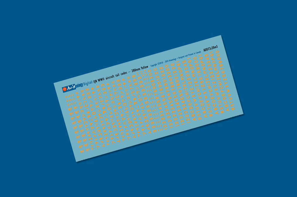 Aviaeology ADD72C020M3 1:72 IJN WWII Aircraft Tail Codes 280mm Yellow