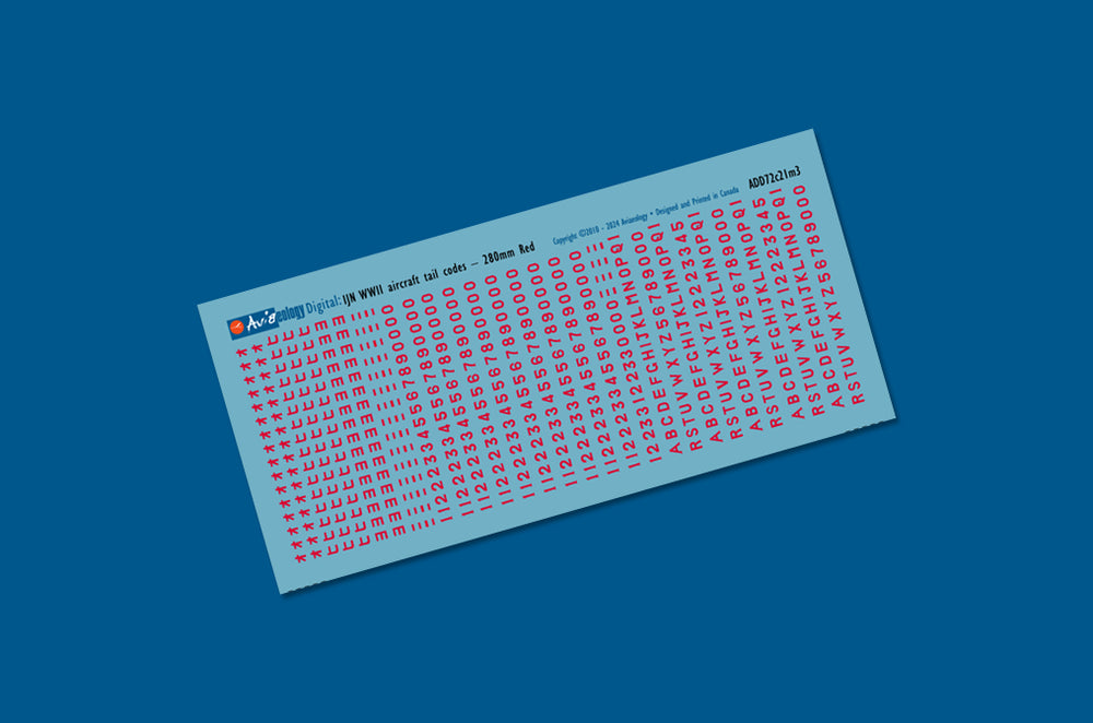 Aviaeology ADD72C021M3 1:72 IJN WWII Aircraft Tail Codes 280mm Red