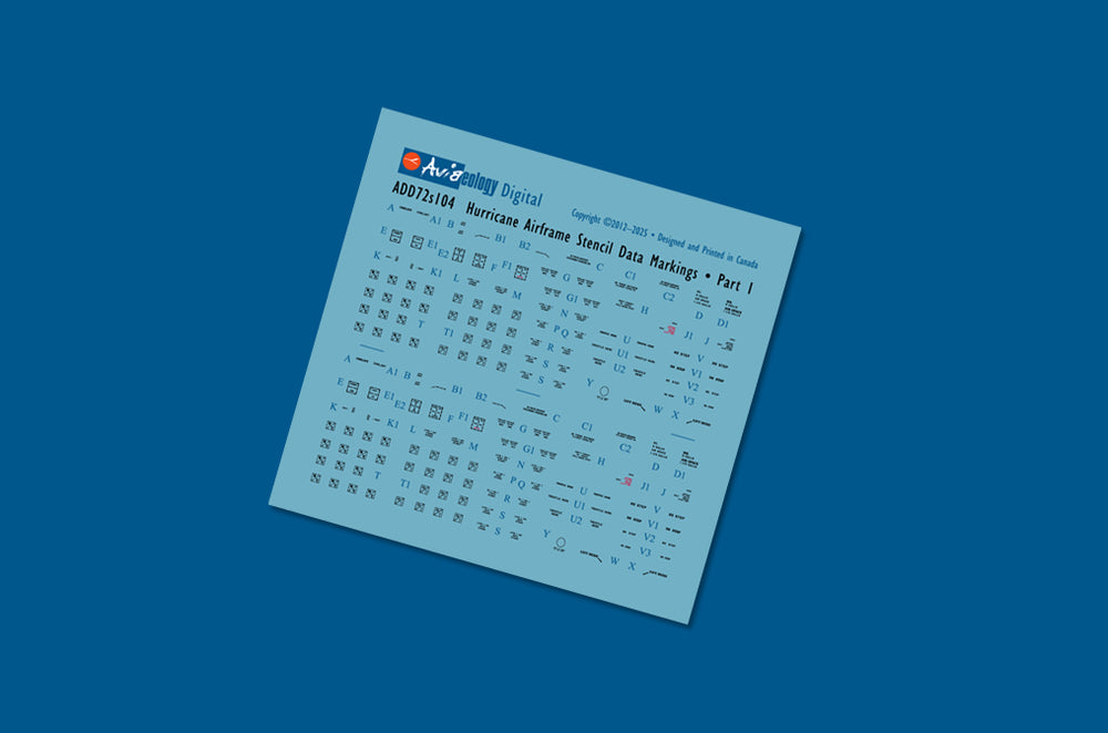 Aviaeology ADD72S104 1:72 Hawker Hurricane Airframe Stencil Data