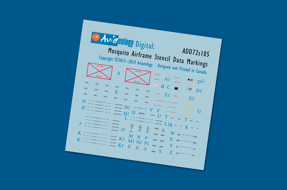 Aviaeology ADD72S105 1:72 de Havilland Mosquito Airframe Stencil Data