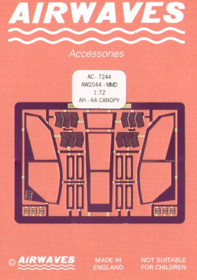 Airwaves (etched) AEC72044 1:72 Bell/Boeing AH-64 Apache Canopy Detail