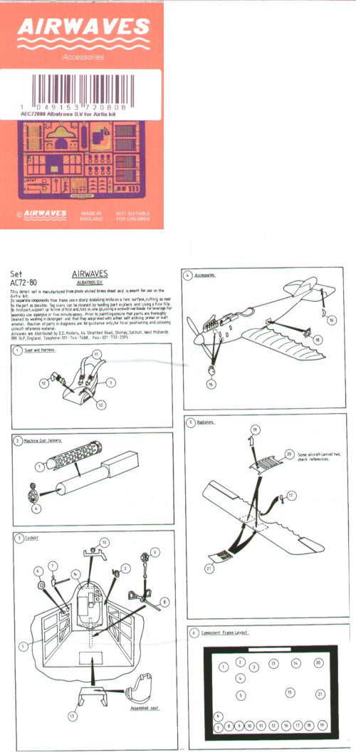 Airwaves (etched) AEC72080 1:72 Albatros D.V