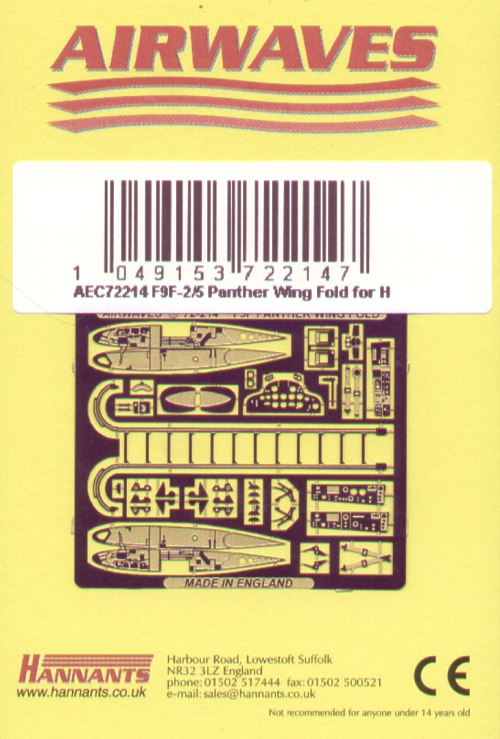 Airwaves (etched) AEC72214 1:72 Grumman F9F-2/5 Panther wingfold
