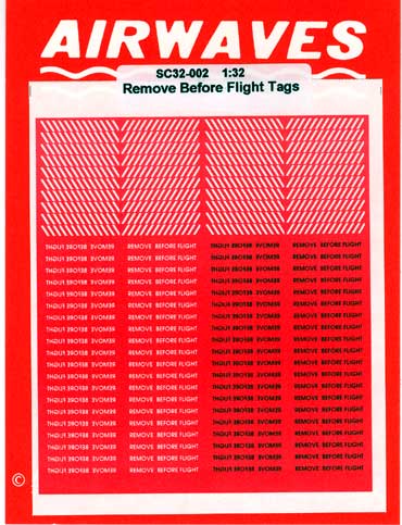 Airwaves AES72105 1:72 Remove Before Flight Tags 150 paper flags