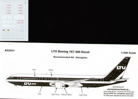 Avigraphics AGD2041 1:200 Boeing 767-300 LTU SUD D-AMUN etc