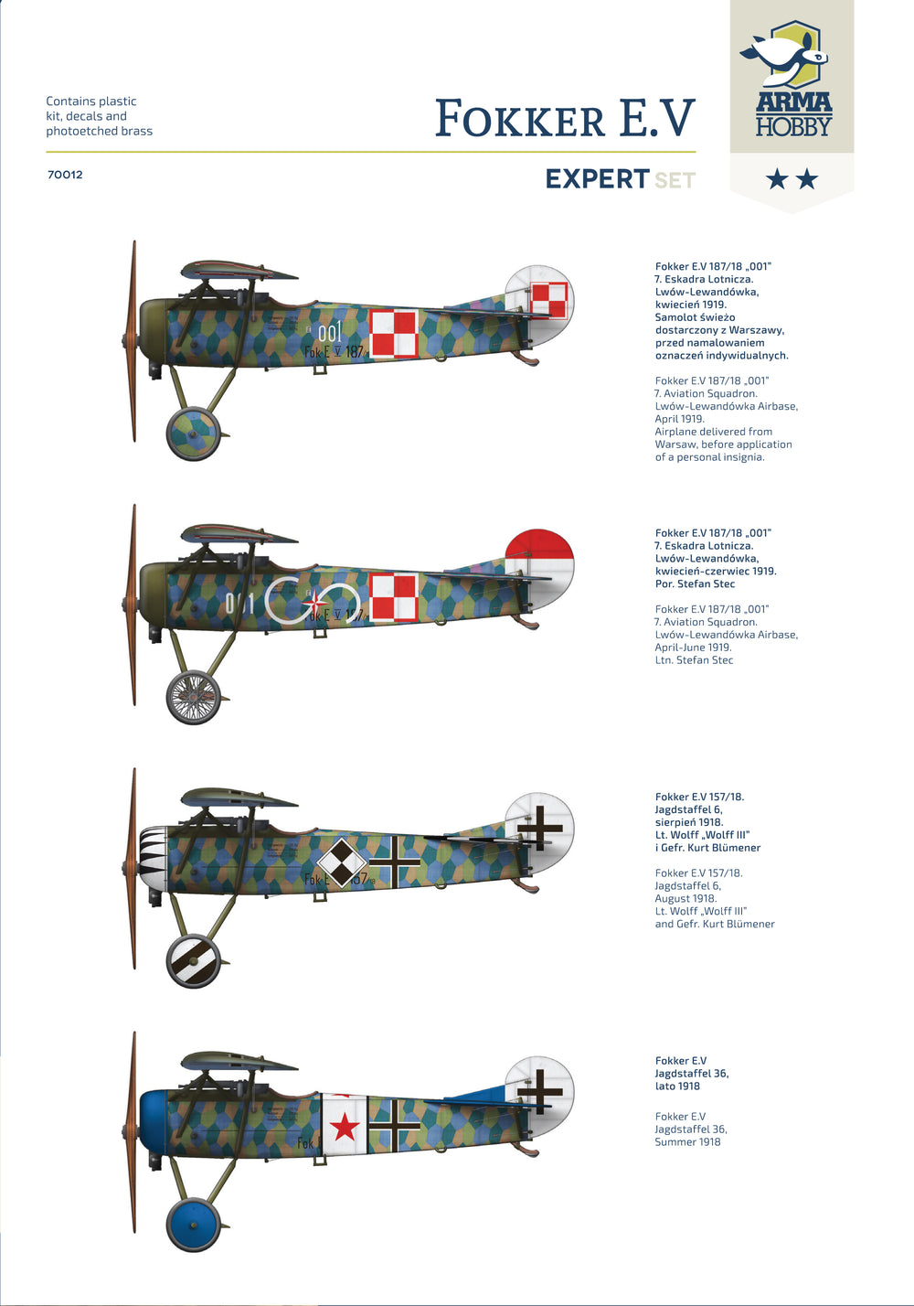 Arma Hobby AH70012 1:72 Fokker E.V Expert Set