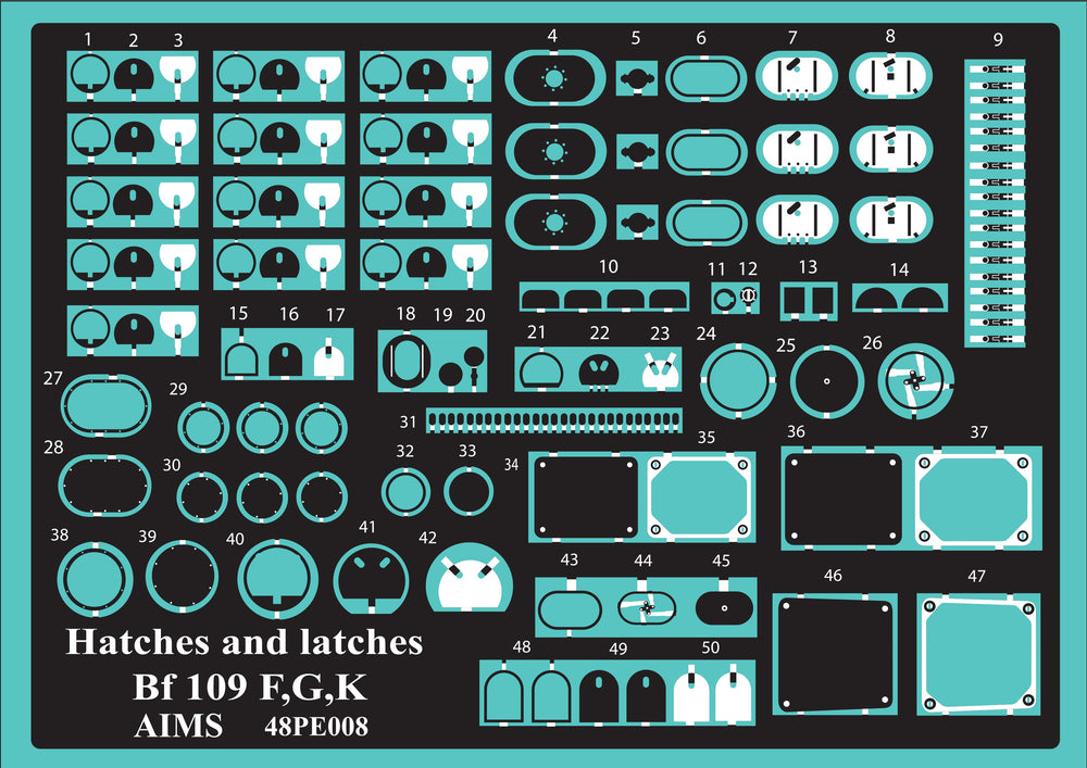 Aims AIMPE48008 1:48 Hatches and latches Messerschmitt Bf-109