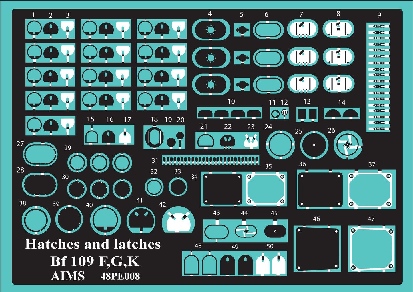 Aims AIMPE48008 1:48 Hatches and latches Messerschmitt Bf-109