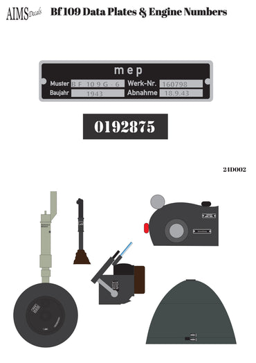 Aims AIMS24D002 1:24 Messerschmitt Bf-109 Data Plates and engine numbers