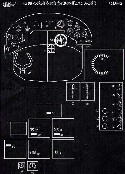 Aims AIMS32D002 1:32 Junkers Ju-88A-1 cockpit instrument details