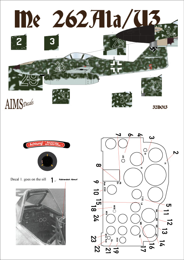 Aims AIMS32D013 1:32 Messerschmitt Me-262A-1a/U3