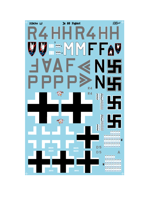 Aims AIMS32D014 Junkers Ju-88 Fighters G-1:G-6/C-4 Decals 1:32