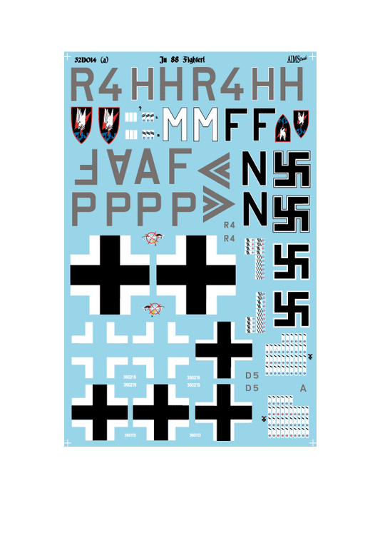 Aims AIMS32D014 Junkers Ju-88 Fighters G-1:G-6/C-4 Decals 1:32