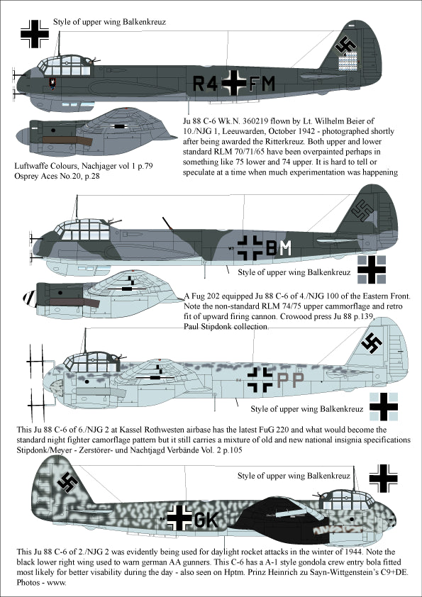 Aims AIMS32D014 Junkers Ju-88 Fighters G-1:G-6/C-4 Decals 1:32