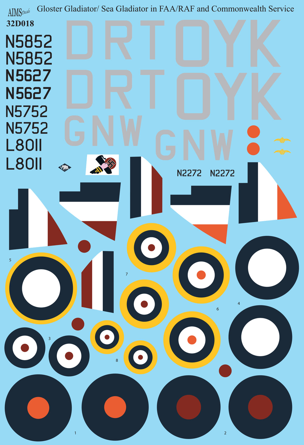 Aims AIMS32D018 1:32 Gloster Gladiator Mk.I/Mk.II/Sea Gladiator decals