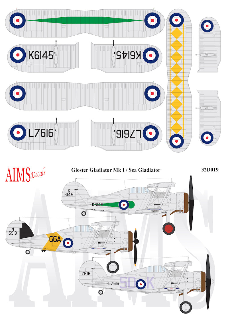 Aims AIMS32D019 1:32 Gloster Gladiator Mk.I K6145 of 3 Sqn, Kenley, 1937