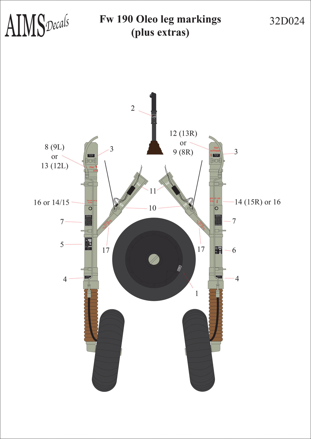 Aims AIMS32D024 1:32 Focke-Wulf Fw-190A/F/D Oleo Leg Markings