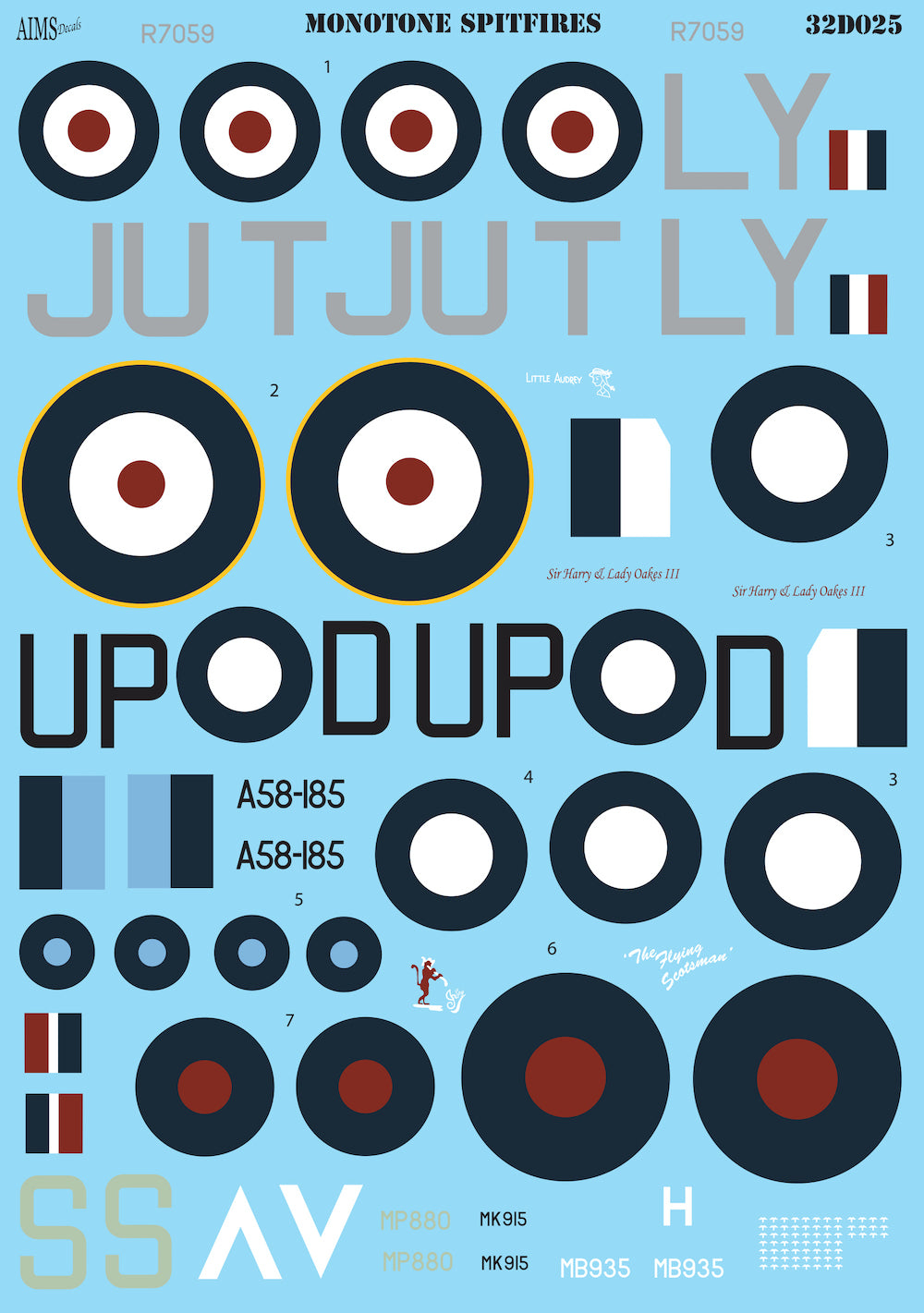 Aims AIMS32D025 1:32 Monotone Supermarine Spitfires IV/IX/IG/V