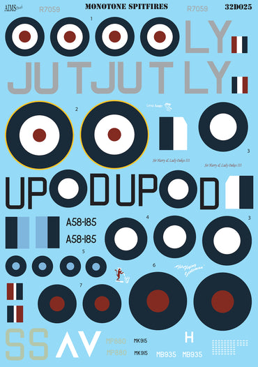 Aims AIMS32D025 1:32 Monotone Supermarine Spitfires IV/IX/IG/V