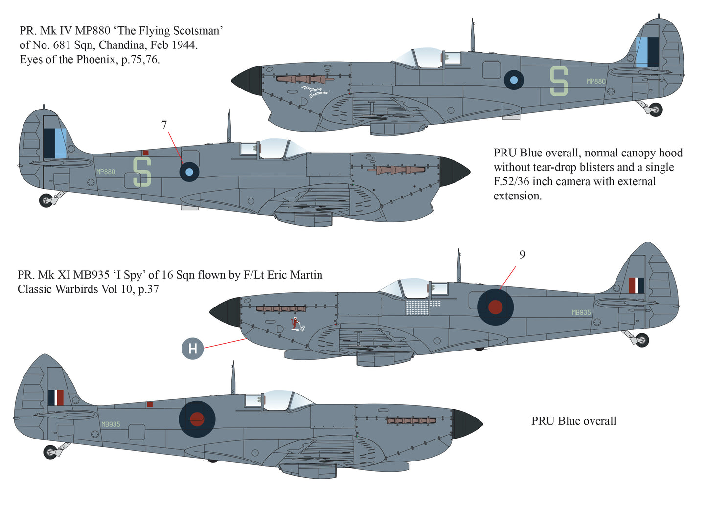 Aims AIMS32D025 1:32 Monotone Supermarine Spitfires IV/IX/IG/V
