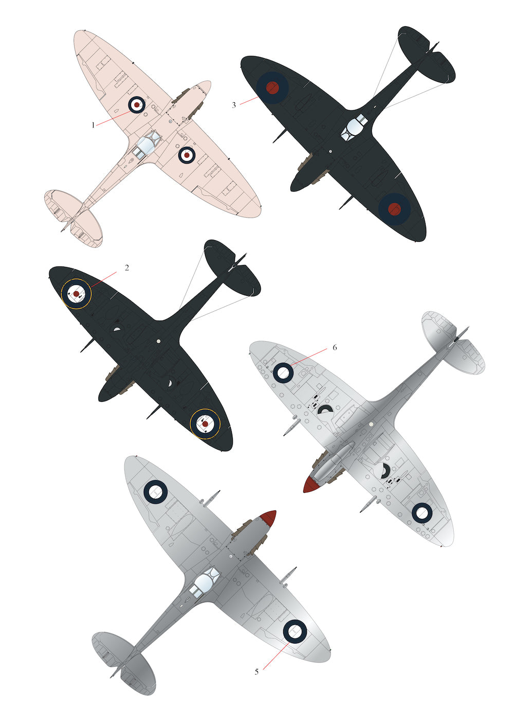 Aims AIMS32D025 1:32 Monotone Supermarine Spitfires IV/IX/IG/V