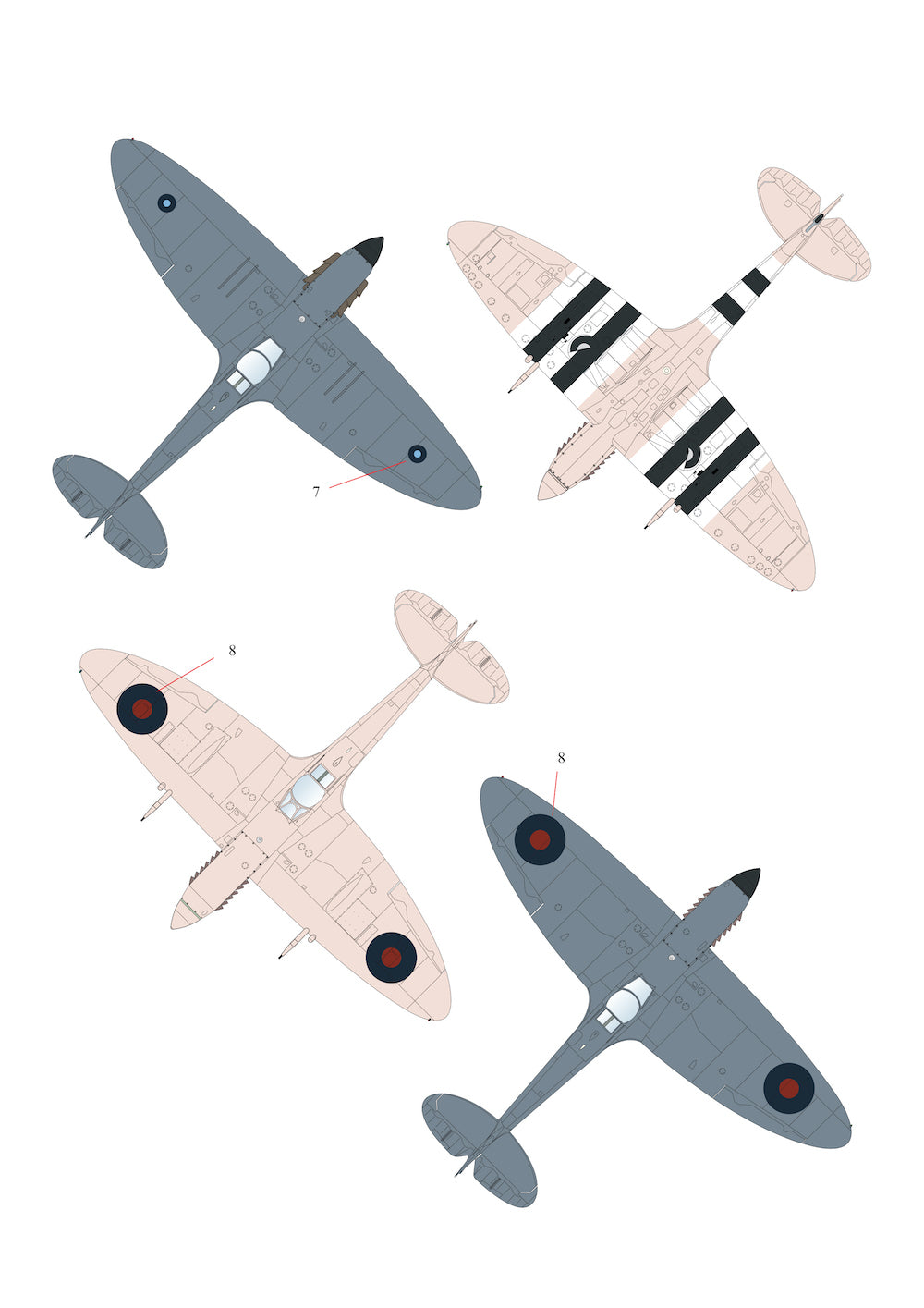 Aims AIMS32D025 1:32 Monotone Supermarine Spitfires IV/IX/IG/V