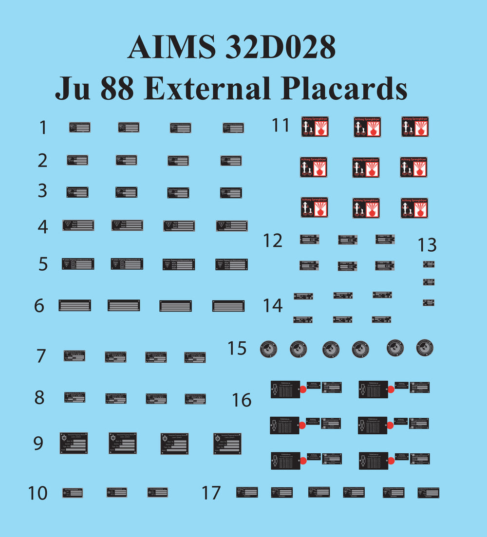 Aims AIMS32D028 1:32 Junkers Ju-88 External Placards
