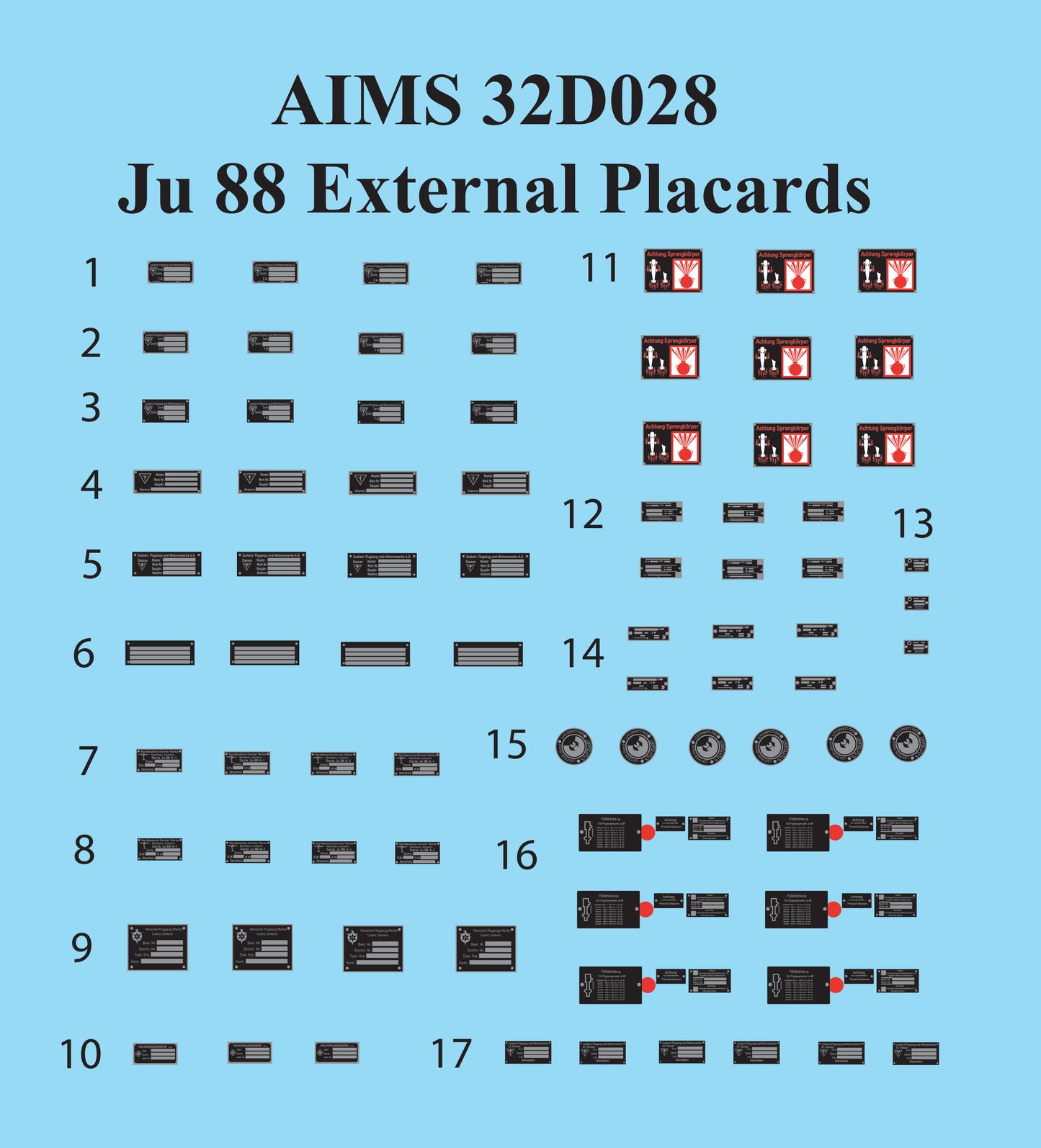Aims AIMS32D028 1:32 Junkers Ju-88 External Placards