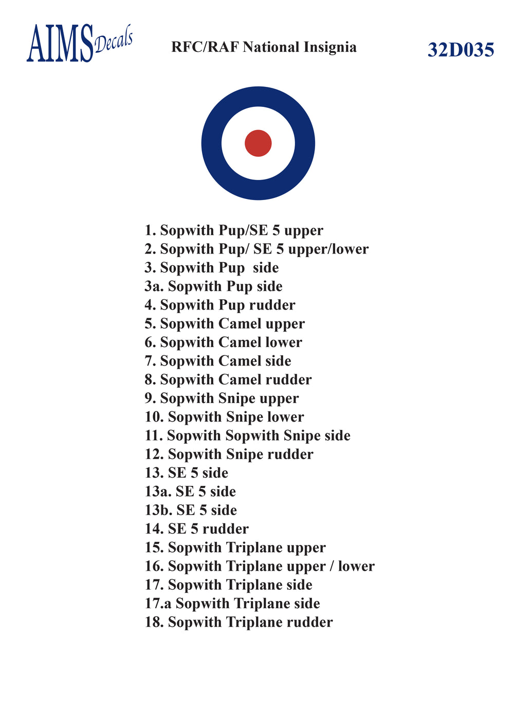 Aims AIMS32D035 1:32 RFC/RAF roundels 1