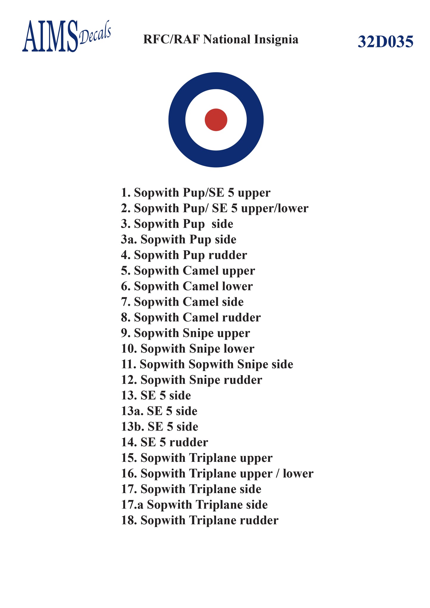 Aims AIMS32D035 1:32 RFC/RAF roundels 1