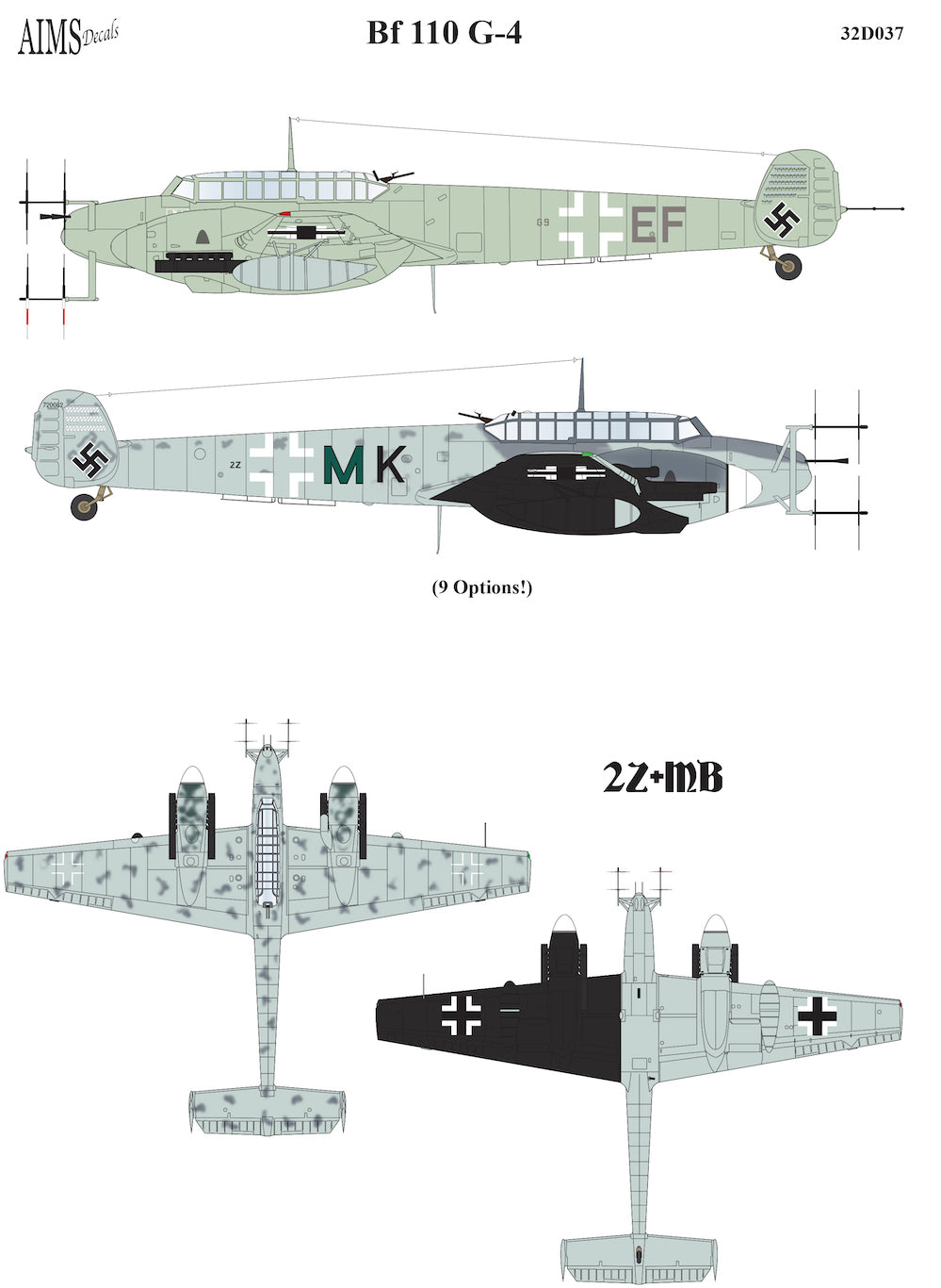 Aims AIMS32D037 1:32 Messerschmitt Bf-110G-4 to be used with Aims conversions