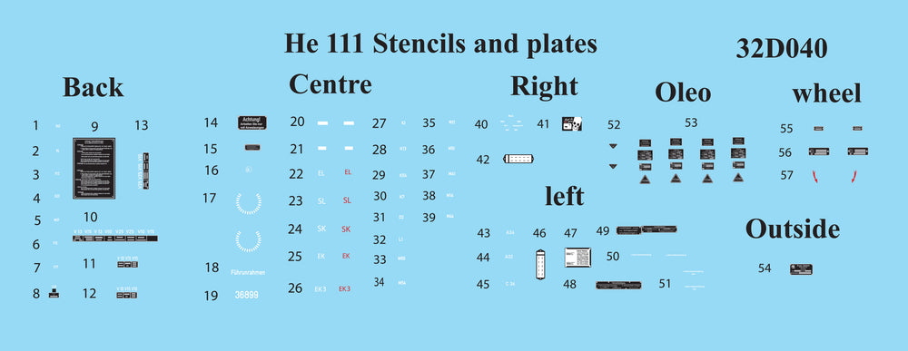 Aims AIMS32D040 1:32 Heinkel He-111H-6 Stencils and Plates