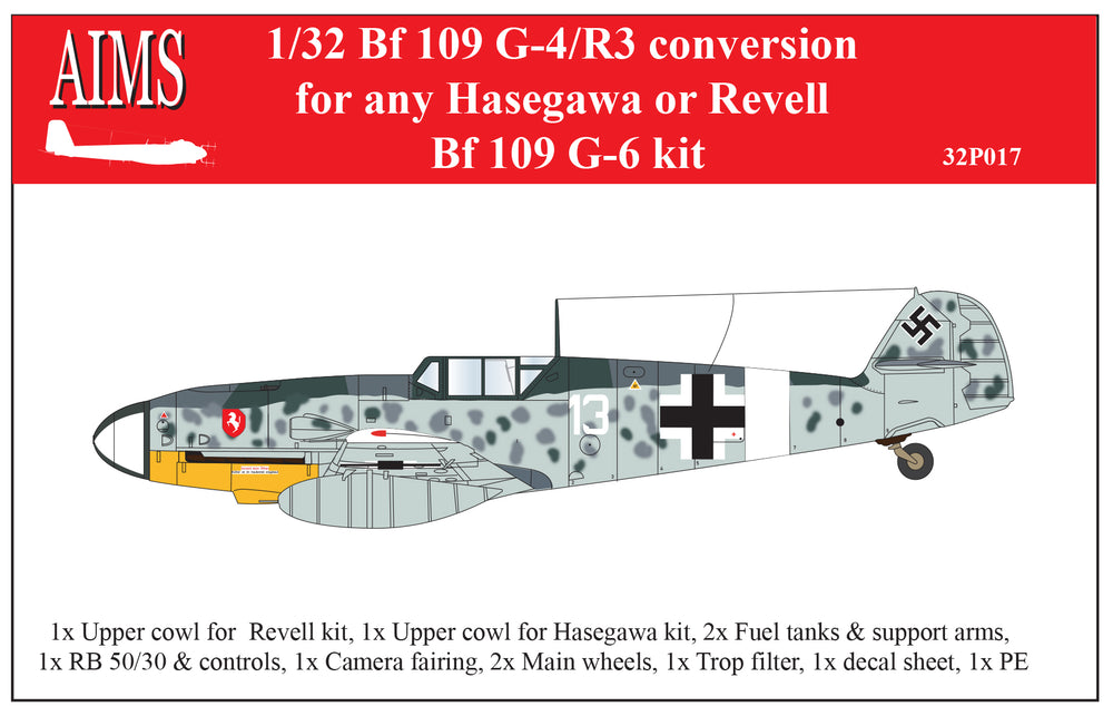 Aims AIMS32P017 1:32 Messerschmitt Bf-109G-4/R3 conversion
