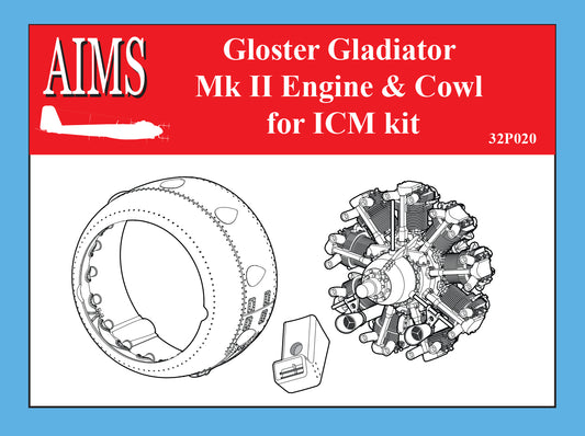 Aims AIMS32P020 1:32 Gloster Gladiator Mk.II engine and cowl set