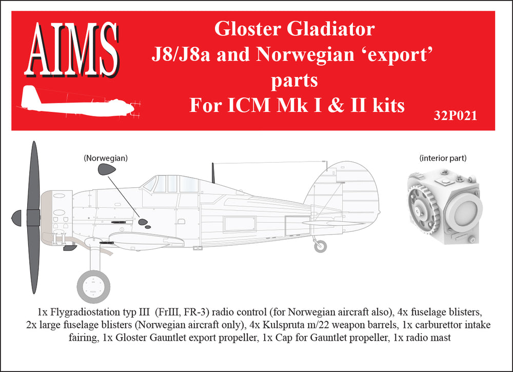 Aims AIMS32P021 1:32 Swedish J8 conversion for the ICM Gloster Gladiator Mk.II